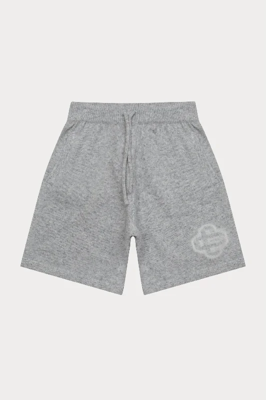 Stylish Printed Cargo Shorts-FLUFFY EMBLEM KNITTED SHORTS - GREY MARL