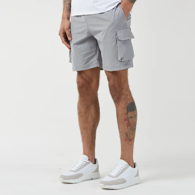 Graphic Design Shorts-Premium Tech Cargo Short | Ice Grey