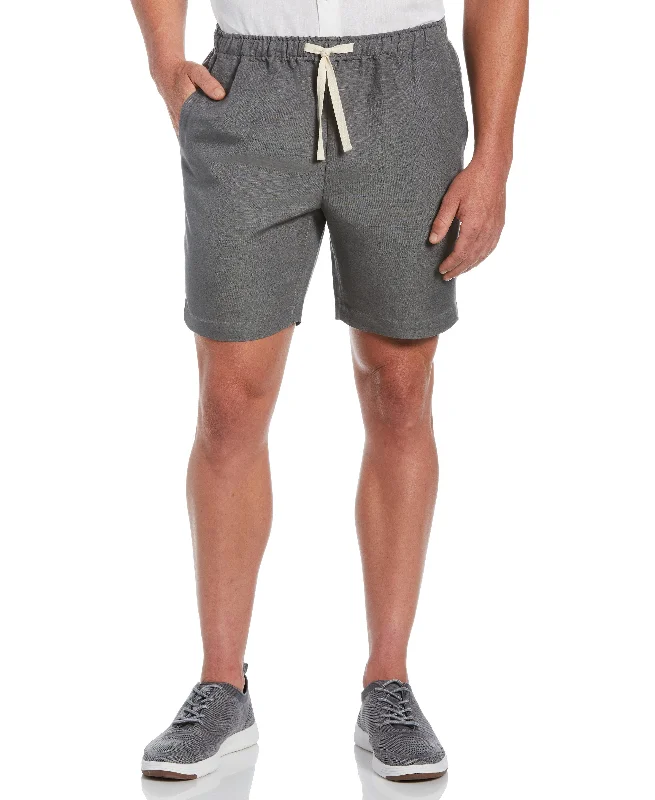 Classic Bermuda Shorts-Linen-Blend Pull On Drawstring Shorts