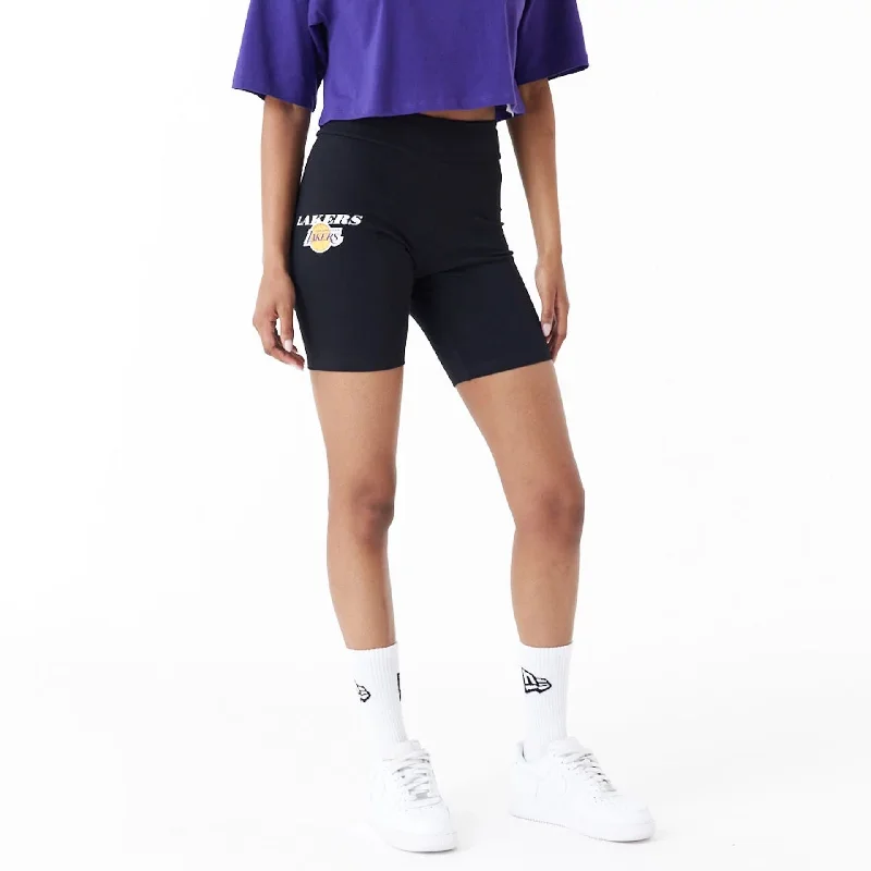 Golf Style Shorts-LA Lakers Womens NBA Logo Black Cycling Shorts