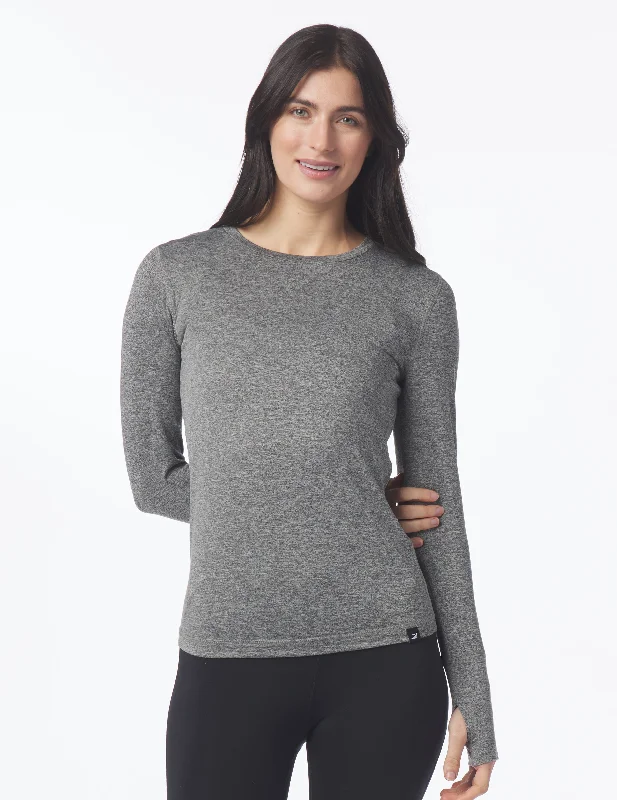 Casual Henley Long Sleeve-Simplicity Long Sleeve: Black Heather