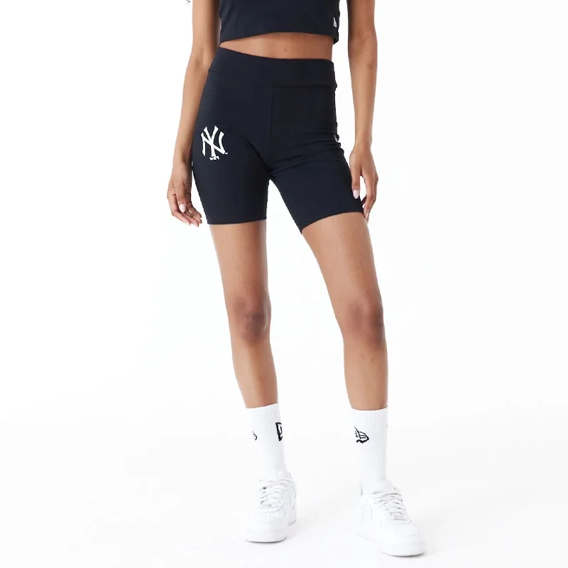 Casual Knit Shorts-New York Yankees Womens MLB Lifestyle Black Cycling Shorts