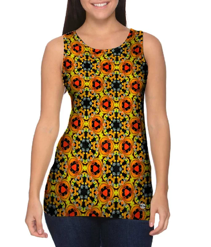 Trendy Crop Tank-Orange Sunset Pattern