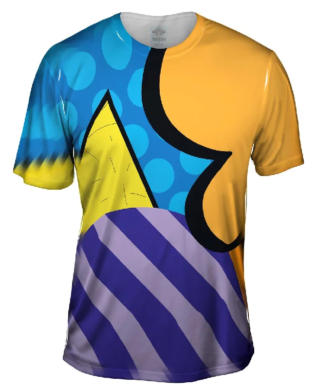 Pop Culture T-Shirt-Circles on Yellow and Blue