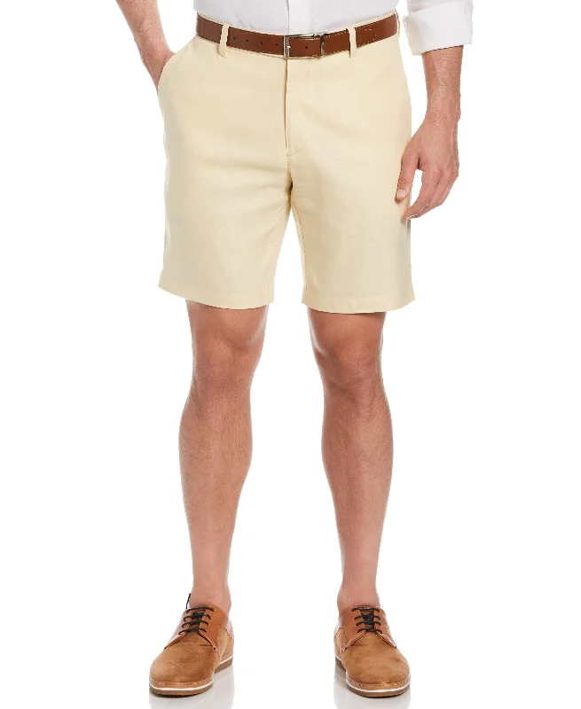 Eco-Friendly Shorts-Linen-Blend Stretch Flat-Front Shorts