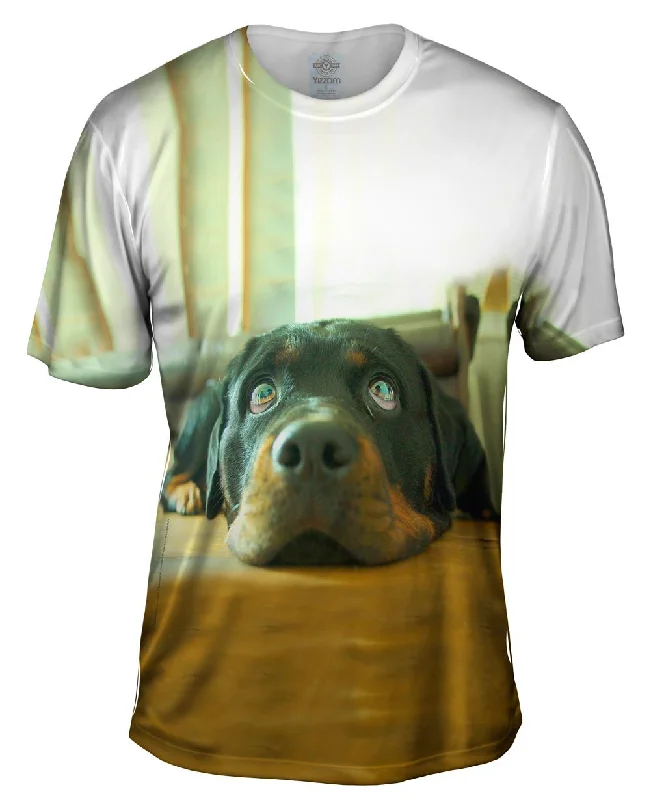 Travel Lover T-Shirt-Motionless Rottweiler Puppy Eyes