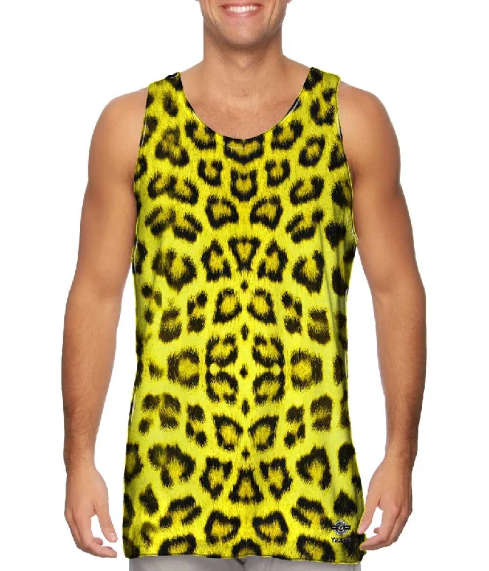 Eco-Friendly Sleeveless Top-Neon Yellow Leopard Animal Skin