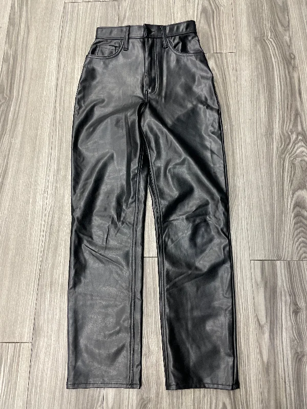 Trendy Leather Joggers-Pants Dress By Abercrombie And Fitch In Black, Size: 0