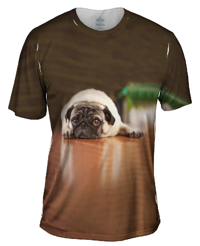 Trendy Print T-Shirt-Laying Around Pug