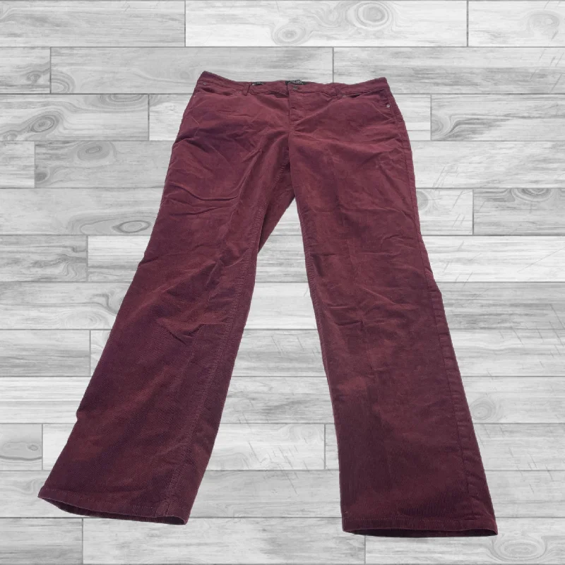 Stylish Linen Pants-Pants Corduroy By Talbots In Maroon, Size: 16