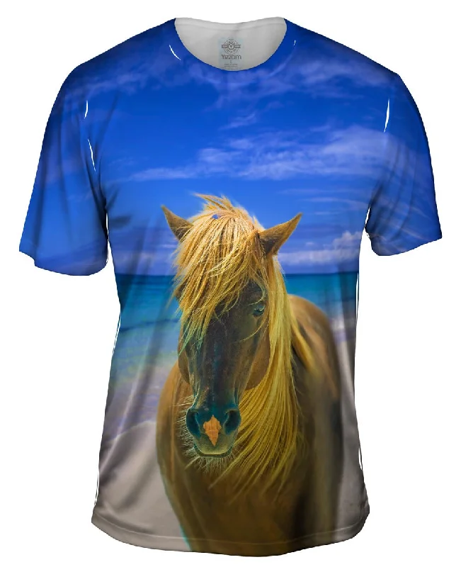 Vintage Style T-Shirt-Sand Swept Beach Horse