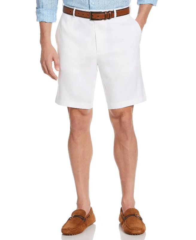 Outdoor Hiking Shorts-Linen-Blend Stretch Flat-Front Shorts