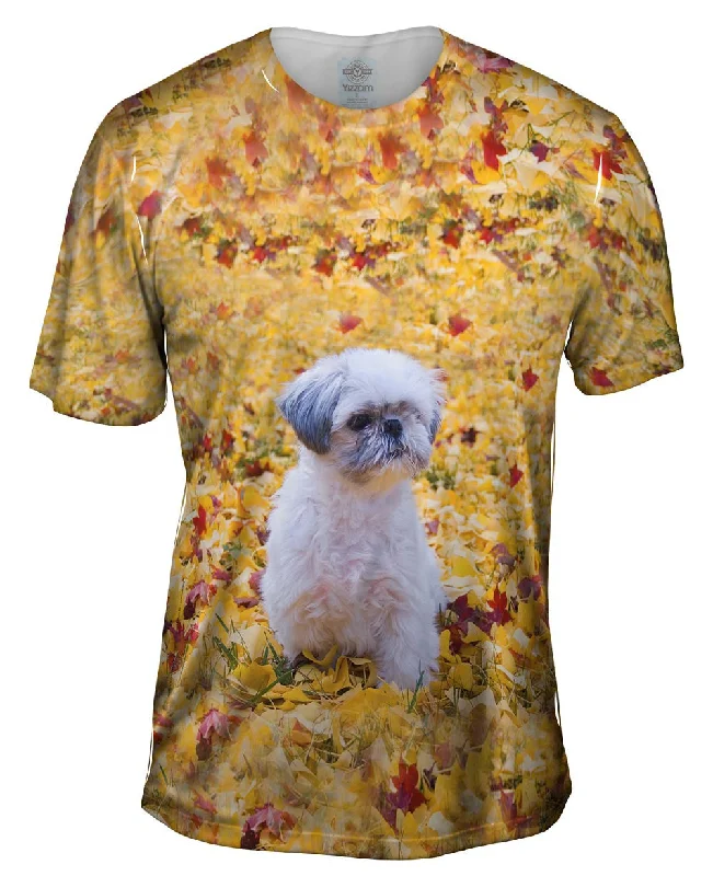 Travel Destination T-Shirt-Shih Tzu Amongst The Autumn Leaves