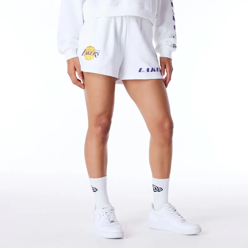 Stylish Running Shorts-LA Lakers Womens NBA Wordmark White Shorts