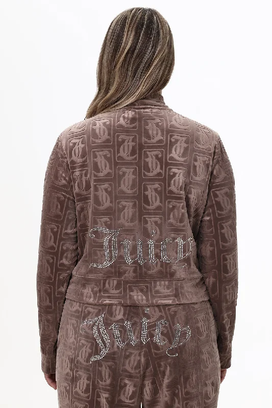 Waterproof Jacket-Plus-Size Big Bling Embossed Bomber Jacket