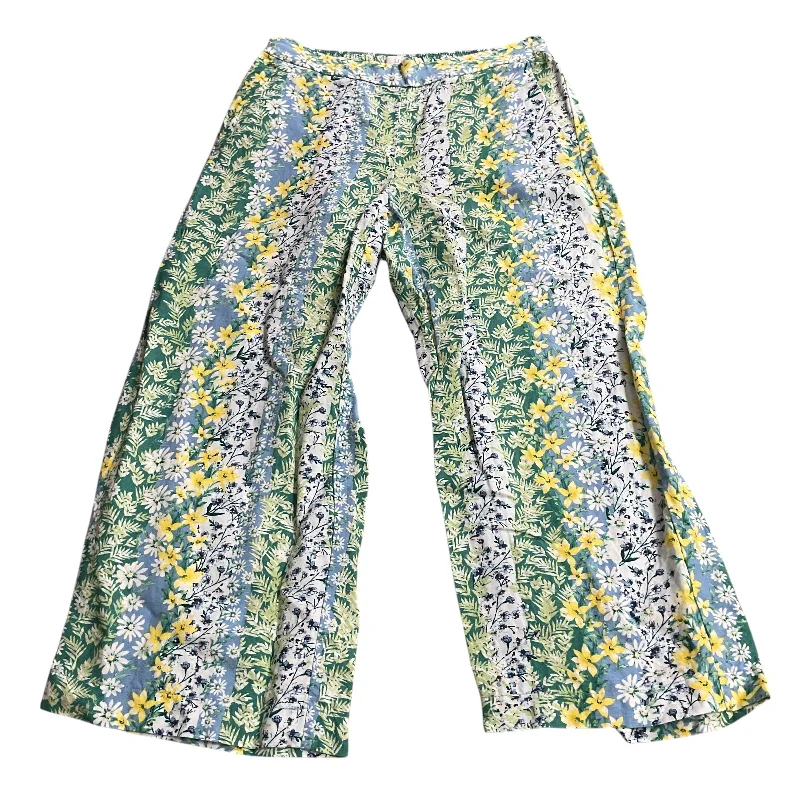 Formal Dress Slacks-Pants Linen By Loft In Floral Print, Size: Xs