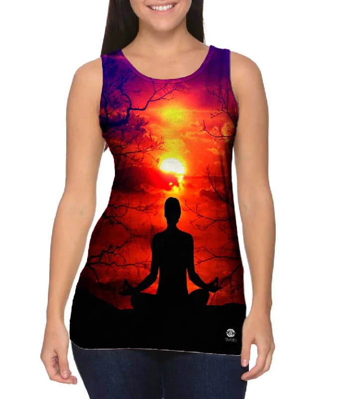 Graphic Print Tank-Meditation Purple Sunset