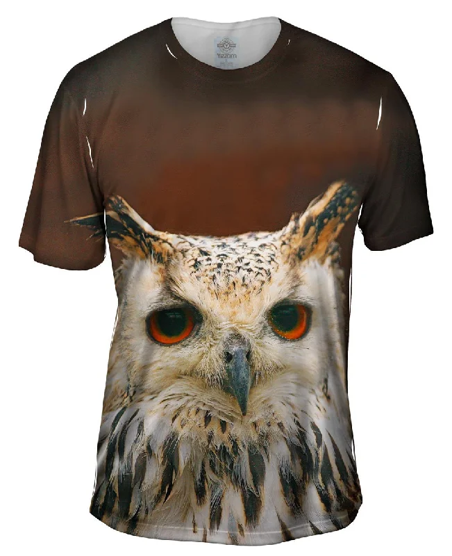 Trendy Print T-Shirt-Grandiose White Eagle Owl