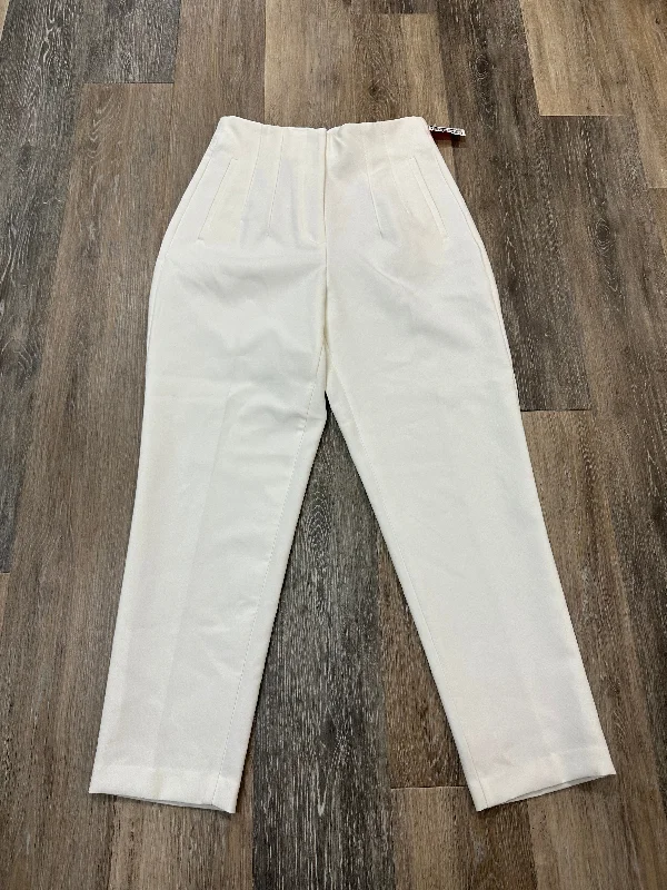 Modern Cut Dress Pants-Pants Dress By Zara In White, Size: M