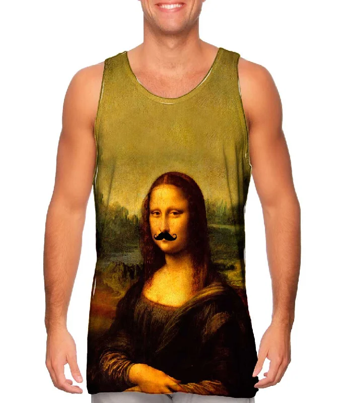 Customizable Tank Top-Moustache Hipster Da Vinci Mona Lisa