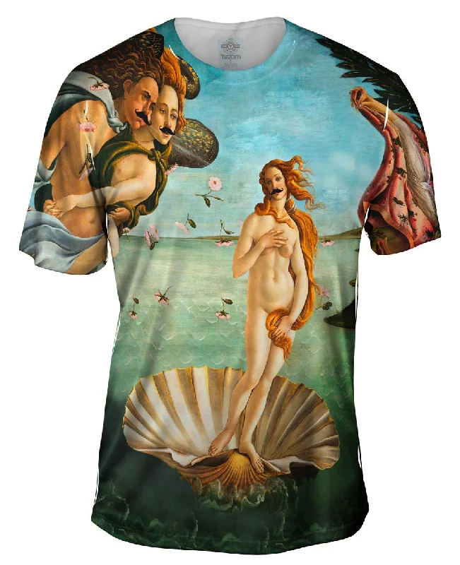 Graphic Art T-Shirt-Moustache Hipster Botticelli Venus