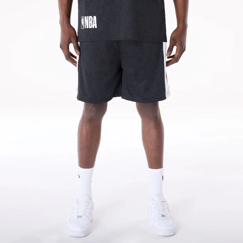 Sweat-Wicking Shorts-Chicago Bulls NBA Graphic Black Mesh Shorts