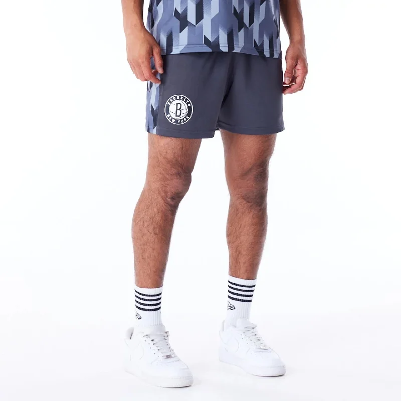 Slim Fit Denim Shorts-Brooklyn Nets NBA Soccer Dark Grey Short Shorts