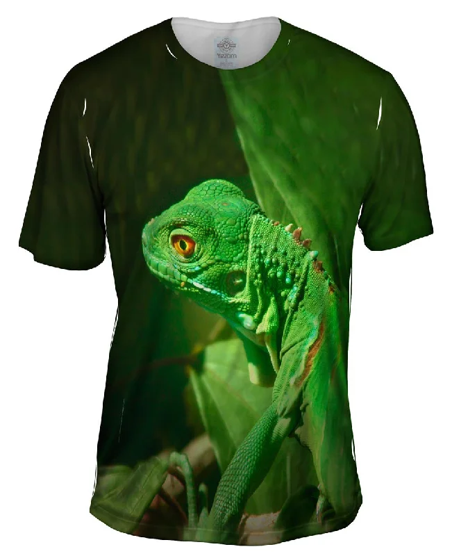 Custom Printed T-Shirt-Green Iguana Jungle