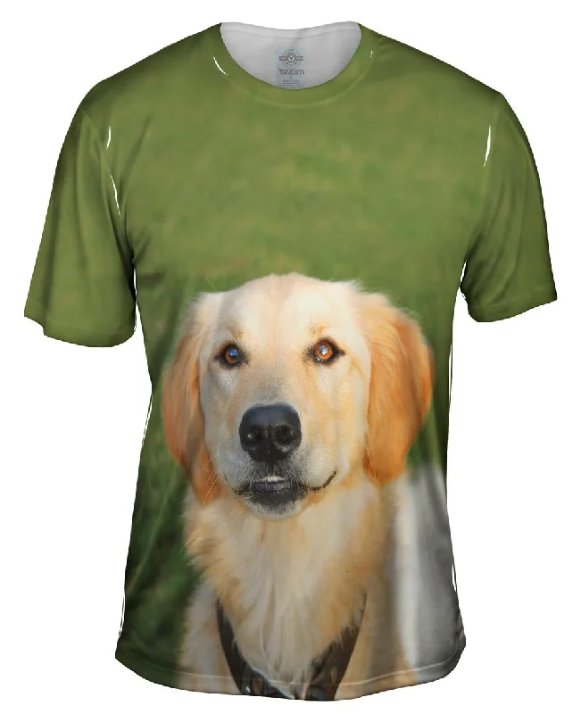 Graphic Art T-Shirt-Golden Lab Smiling