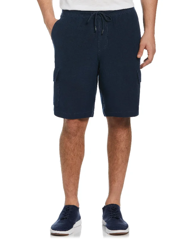 Casual Cotton Shorts-Linen Blend Pull-On Cargo Shorts