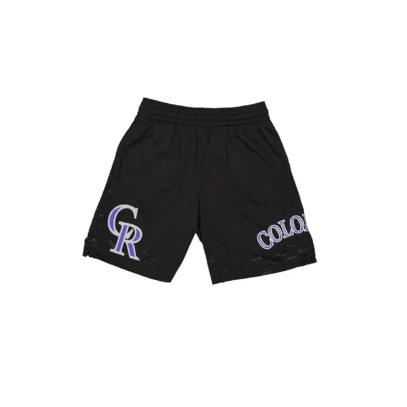 Street Style Shorts-Colorado Rockies MLB Custom Black Mesh Shorts