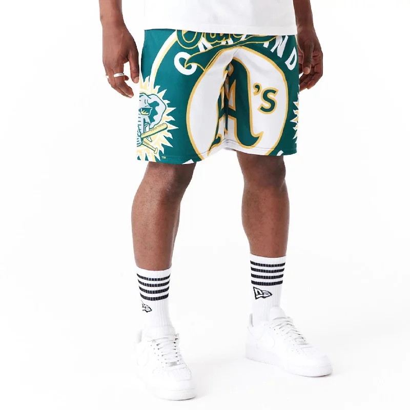 Trendy Cargo Shorts-Oakland Athletics MLB Large Logo Dark Green Shorts