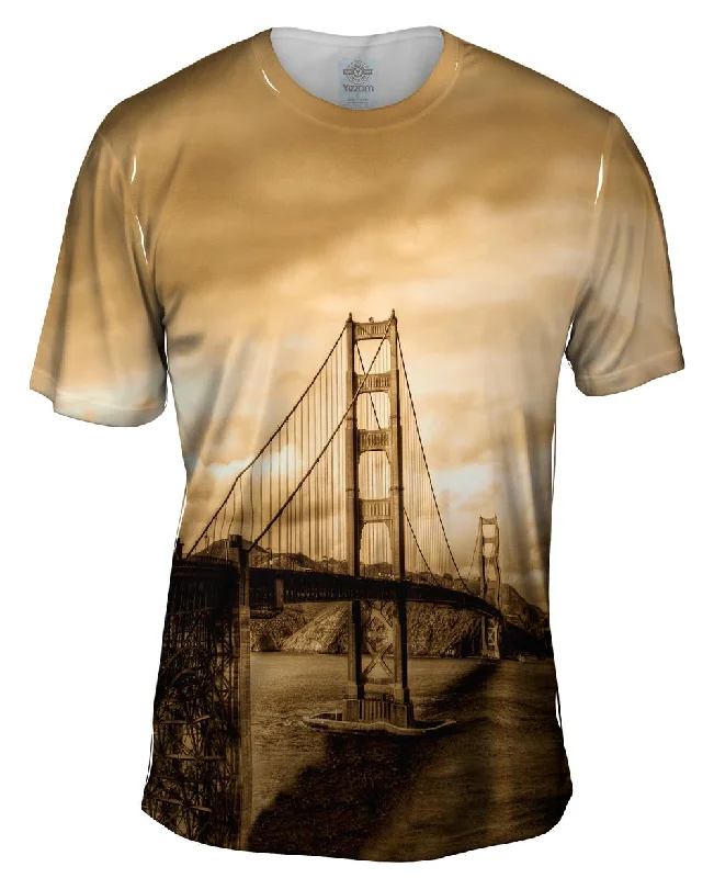 Custom Graphic T-Shirt-Golden Gate In Sepia