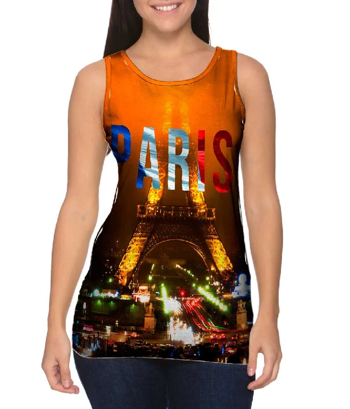 Trendy Sleeveless Shirt-Paris Pride Eiffel Tower At Night