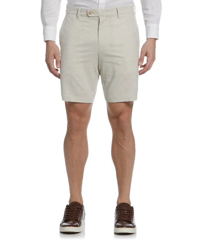 Everyday Casual Shorts-Linen-Blend Flat Front Short