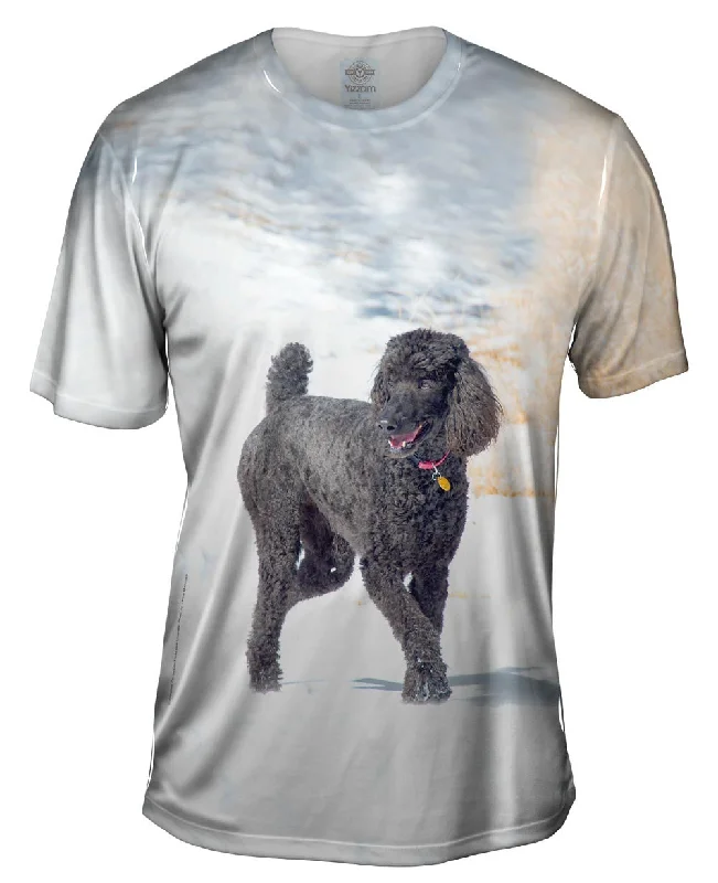 Outdoor T-Shirt-Smokey Poodle In The Snow