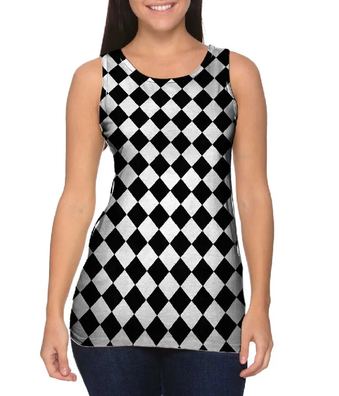 Cotton Sleeveless Top-Monochromatic Diamonds