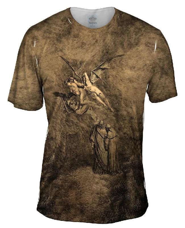 Vintage Style T-Shirt-Gustave Dore - "The Inferno Canto 9 Antique" (1857)