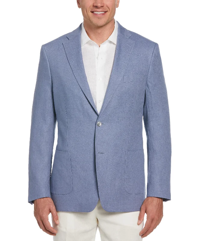 Cozy Long Jacket-100% Linen Single-Breasted Sport Coat