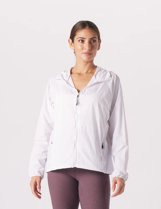 Eco-Friendly Long Sleeve-Trek Windbreaker: White