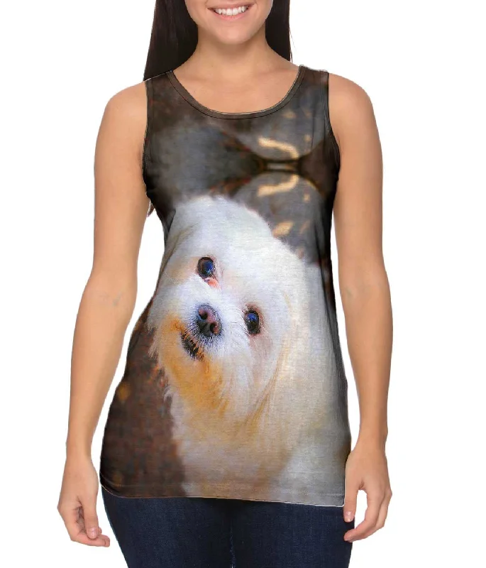 Graphic Design Tank-Obedient White Maltese