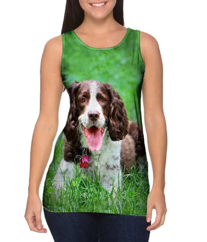 Sports Jersey Tank-Outgoing Cocker Spaniel In Garden