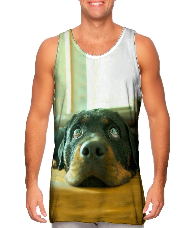 Comfortable Running Vest-Motionless Rottweiler Puppy Eyes