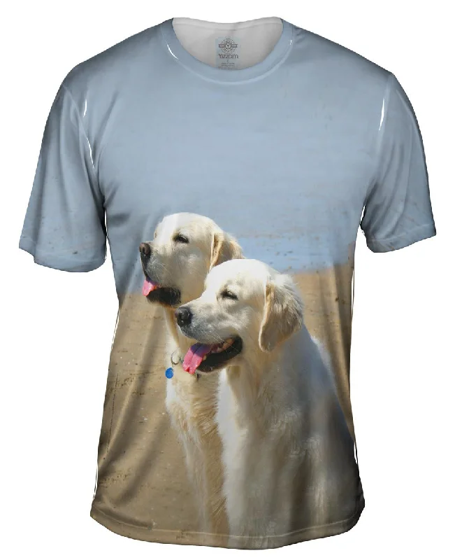 Peaceful Nature T-Shirt-Golden Labs At Beach