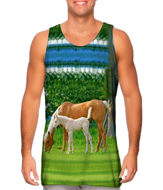 Stylish Workout Tank-Misty Horses Grazing