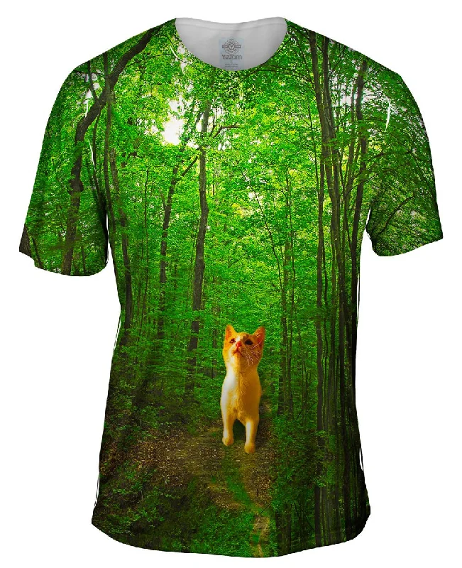 Retro Fashion T-Shirt-Orange Cat Forest