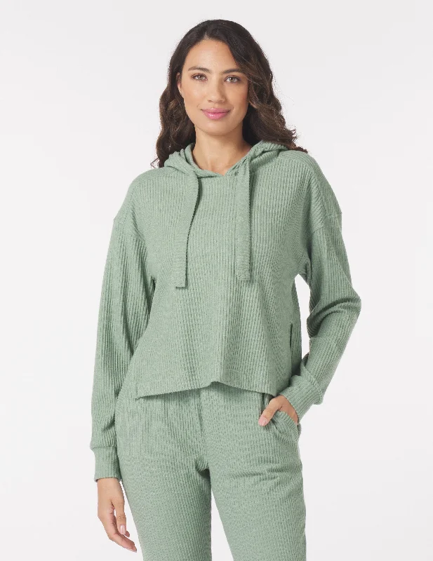 Printed Long Sleeve Tee-Valley Hoodie: Sage