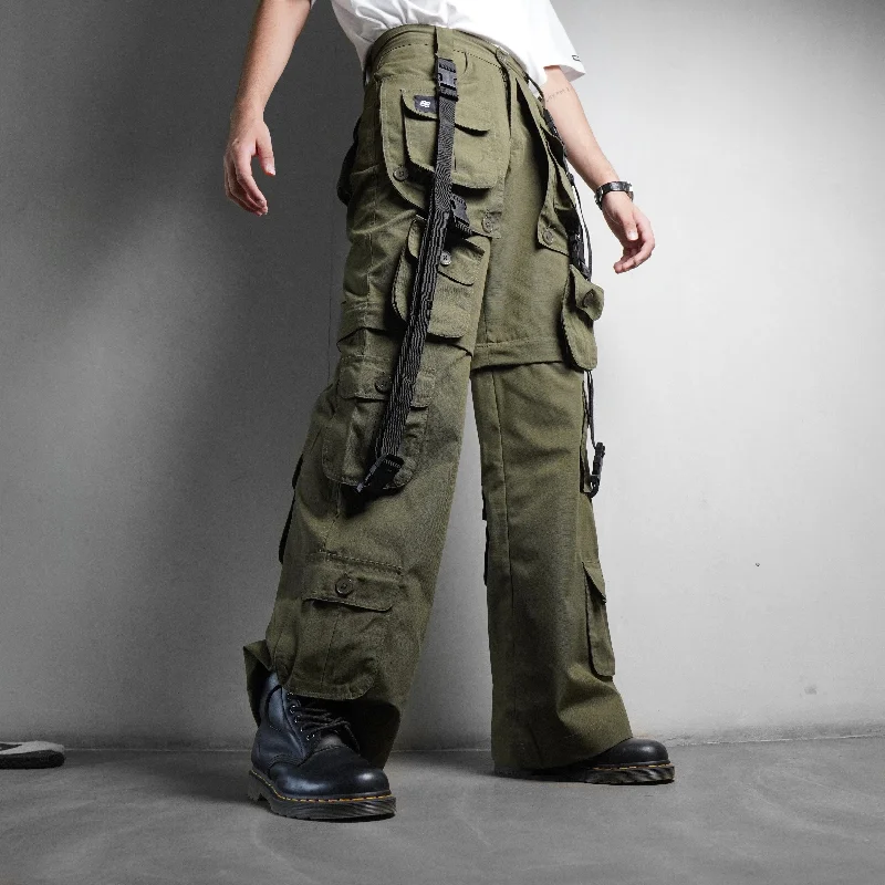 Relaxed Fit Capri Pants-OLIVE RIPSTOP CARGOS