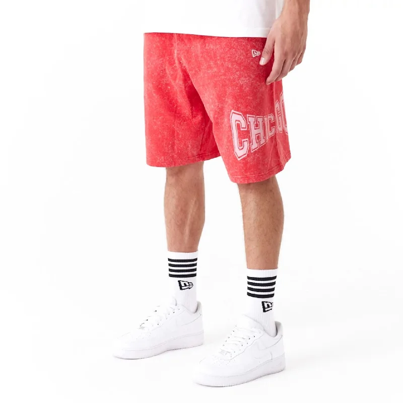 Chino Shorts-Chicago Bulls NBA Washed Red Shorts