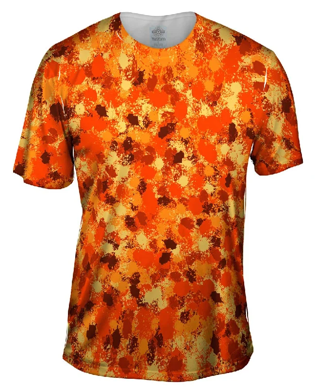 Trendy Print T-Shirt-Paint Splatter Madness Orange